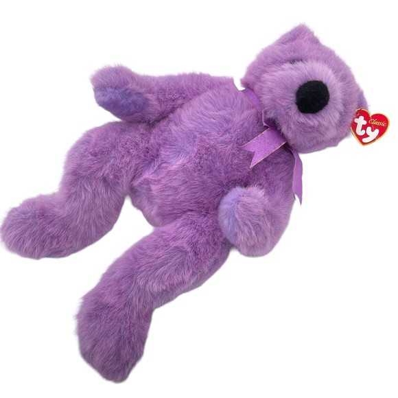TY Beanie Classic Collection 1999 LILACBEARY The Plush Bear Stuffed Animal Toy - Picture 4 of 11